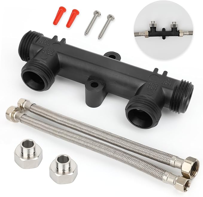WP596816 OEM Replacement Watts Hot Water Recirculating Pump Kit 500800/500805, Complete with 2 x 12" Supply Lines, 2 x 1/2" FTP to 3/8" MPT Fittings & 2 Mounting Screws, Instant Hot Water Solutio
