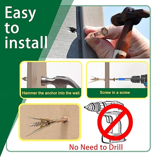 410pcs Self-Drywall Drilling Anchors, 2 Sizes Wall Anchors and 4 Sizes Screws, 2025 Upgraded Zinc Plated Steel Dry Wall Screws no Drilling Required Easy Application