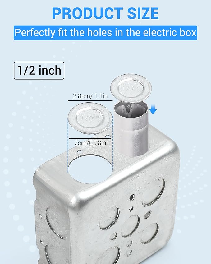 12 Pcs 1/2 inch Knockout Seal Electrical Box Knockout Plugs Removable Seals for Conduit Pipe Assorted Sizes to Fit Unused Electrical Box Openings