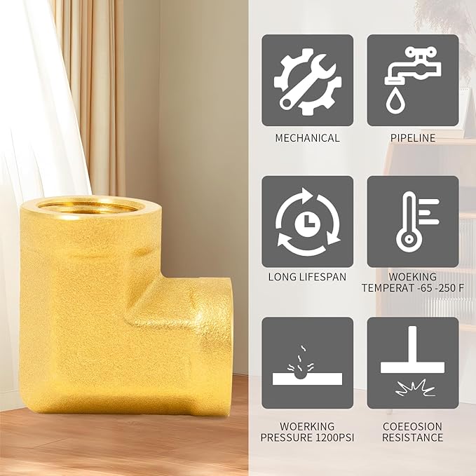 ChillWaves Brass Pipe Fitting, 90 Degree Barstock Street Elbow 1/4" NPT Female x 1/4" NPT Female Thread Adapter(2-PACK)