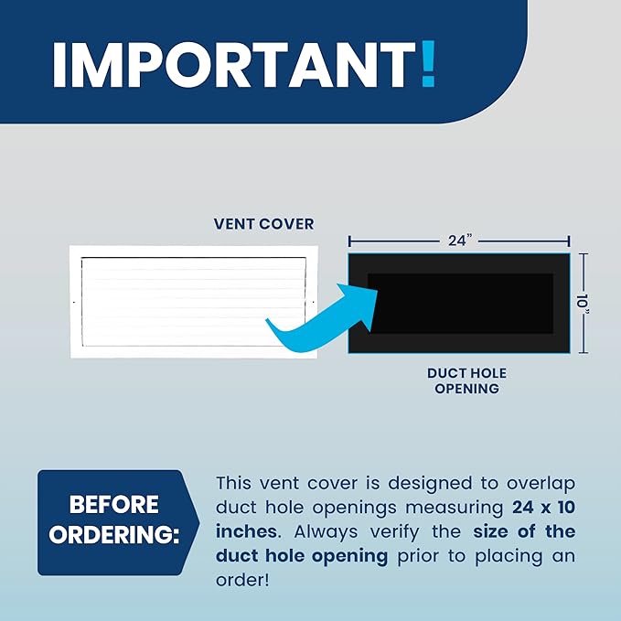 24x10 Inch (Duct Opening) Aluminum 1-Way Air Flow Vent – HVAC Vent Cover for Wall or Ceiling – Quiet HVAC Wall Register with Multi-Shutter Damper – Adjustable Curved Blade - Plastic Seal for Tight Fit