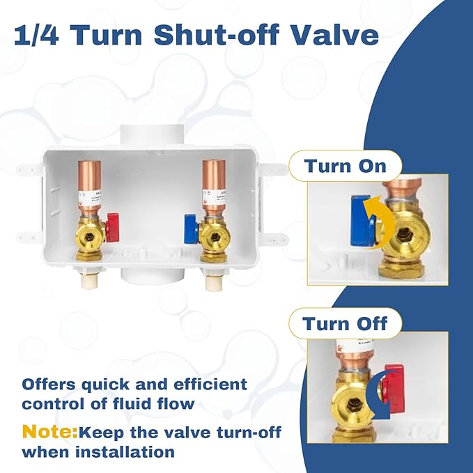 10-PACK GUOFIS Washing Machine Outlet Box with Center Drain,PEX Laundry Washer Box with Copper Water Hammer Arrestor (1/2"CPVC Connection Inlet X 3/4"MHT Outlet)