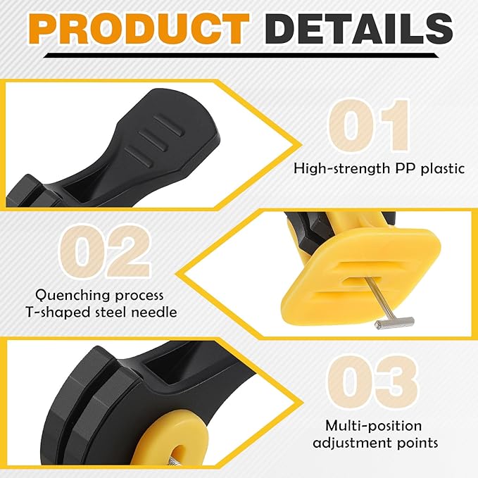Nuanchu Tile Leveling System Kit 100 Reusable Tile Spacers + 100 1/16'' Replaceable Spare Steel T-pin, Leveling Clips Fit 8-12mm Floor Compounds Set for Wall & Floor (Yellow)