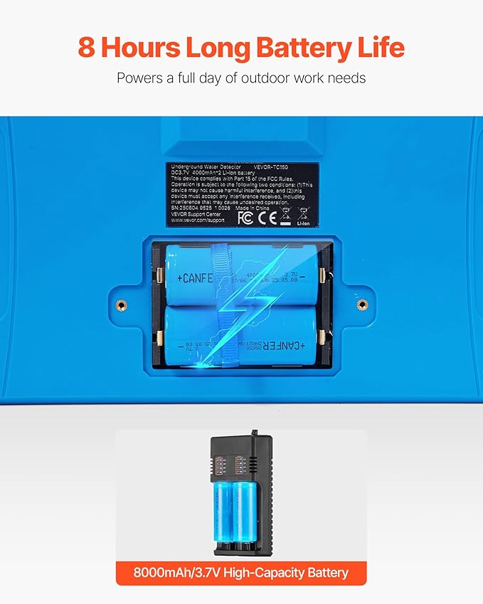 VEVOR Underground Water Detector, Up to 492ft (150m) Pro Underground Water Detection Locator, 7" Touchscreen Auto Mapping Well Detector Explorer with Multi-Frequency Measurement, 8GB Card, Carry Case