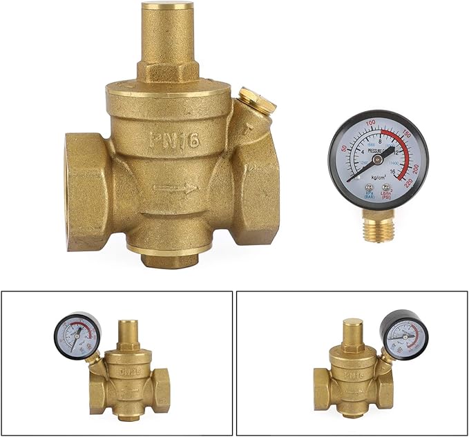 Topteng DN25 1" Brass Adjustable Water Pressure Reducing Regulator Valves With Gauge