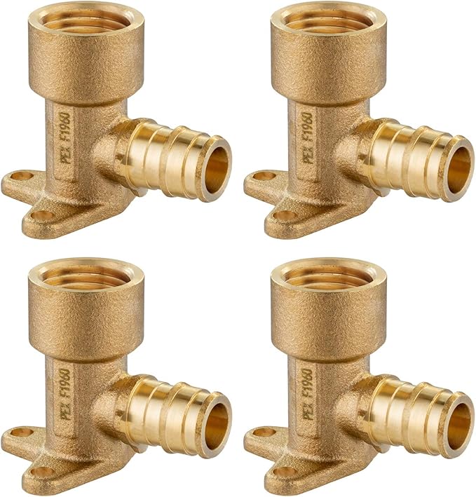 (Pack of 4) EFIELD Pex A Full Flow Expansion Fitting 1/2"x 1/2" Female NPT Drop-ear Elbow ONLY For Pex-A Tubing Connection, ASTM F1960,(PEX1960116-4PCS)