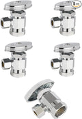 (Pack of 5) EFIELD Multi-Turn Angle Stop Valve 1/2" Fip Iron Pipe x 3/8" OD, LF Brass Chrome Plate, NSF/ANSI 61,(VALVE365)