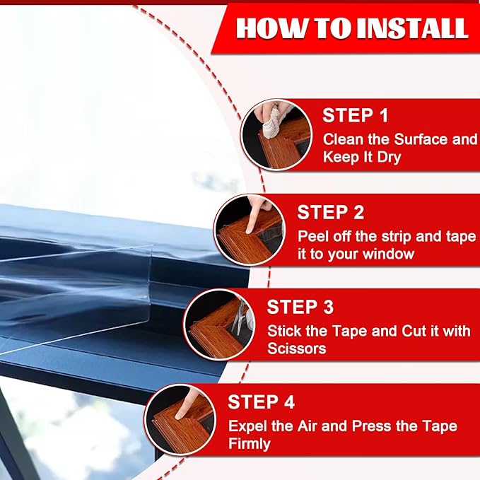 Window Sealing Tape 2 Inch x 33 FT Transparent Window Draft Insulation Residue-Free Clear Weather Stripping Caulk Tape Windproof Weatherproof Window Seal AC Units for Window Glass, Doors Gaps