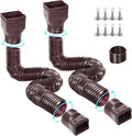 Flexible Gutter Downspout Extensions, Connectable Downspout Extender with 58"+ 67" Extendable Pipe, Thickened Down spout Drain Extension for Rainwater Drainage(2 Pack, Brown)