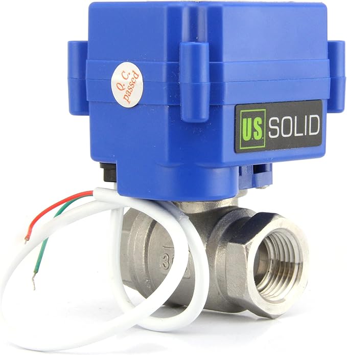 U.S. Solid Motorized Ball Valve- 1/4" Stainless Steel Ball Valve with Full Port, 9-24V AC/DC and 2 Wire Auto Return Setup (Pack of 25)