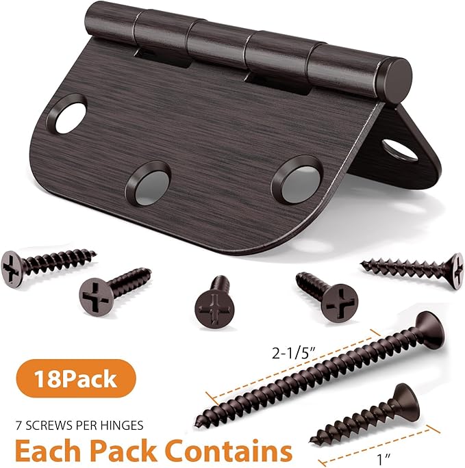 Door Hinges Oil Rubbed Bronze - 18 Pack Bronze Door Hinges 3.5 Inch Rounded Interior Door Hinge with 5/8" Radius - 3 1/2 Inch Door Hinge for Residential Standard Indoor Exterior Doors