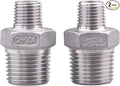 SUS304 Reducer Hex Nipple - 1/2" Male NPT x 1/4" Male NPT Stainless Steel Adapter Threaded Pipe Fitting (Pack of 2)