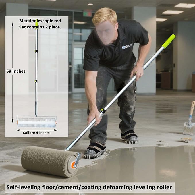 Self Leveling Concrete Tool Spiked Roller for Self Leveling Epoxy Floor Kit Multi-Person Simultaneous Construction of Floor Leveling Tools Suite