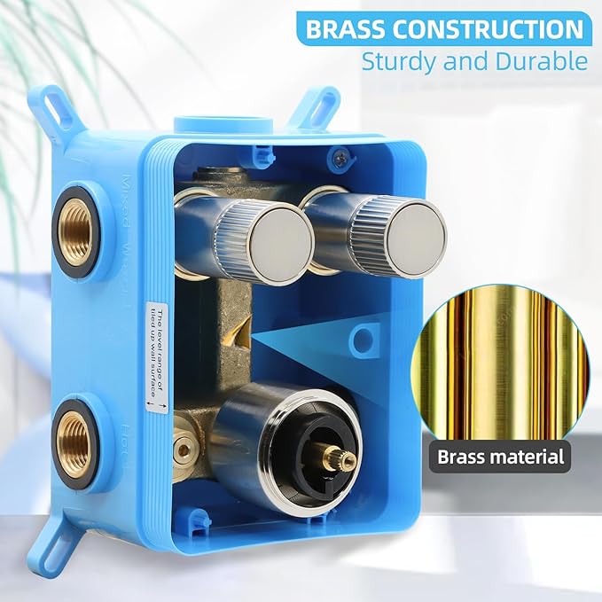 Thermostatic Shower Valve Shower Diverter 2 Way Shower Valve with Temperature Control Shower Mixing Adjustable Flow Diverter（Brushed Nickel）