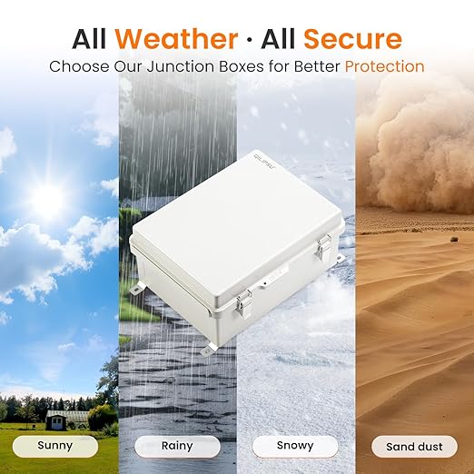 QILIPSU UL94-V0 Outdoor Electrical Box 16.4"x12.4"x7.1" Waterproof Junction Box Weatherproof PC/ABS Alloy Plastic IP66 Project Electric Enclosure Grey Hinged Door