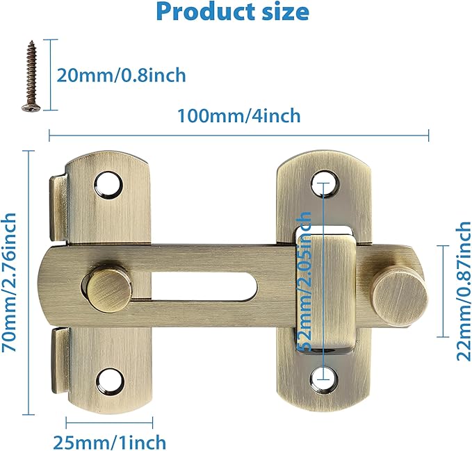 Alise 4 inch Flip Latch Gate Latches, Safety Door Lock for Barn Wood Fence Sliding French Doors,Heavy Duty SUS304 Stainless Steel Gate Hardware Bronze MS9500-Q