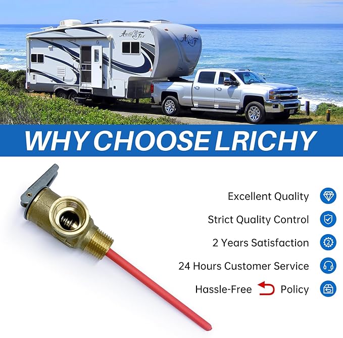 Upgrade 1/2" NPT Thread 210°F 150 PSI Temperature Pressure Relief Valve for Atwood/Dometic RV Water Heaters, Thickened Brass Safety Valve for Hot Water Heaters and Tanks with Extended Probe