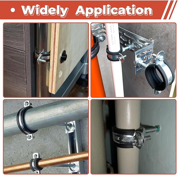 6 Pcs 1-1.2 Inch Split Ring Pipe Hanger, 26-30mm Heavy Duty Adjustable Pipe Bracket Clamp with Screw & Expansion Tube, Wall Ceiling Mount Combination Thread M8/M10 Metal Pipe Clamps