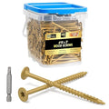#10 x 3” Deck Screws, 500Pcs Star Drive Wood Screws, Rust Resistant Timber Screws for Timber/Log/Landscaping Wood, T25 Star Bit Included, Yellow