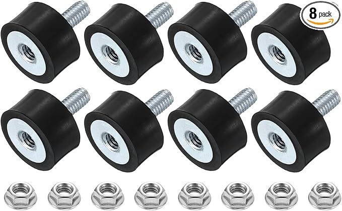 uxcell M4 Rubber Mounts, 8Pcs 15x8mm(DxH) Rubber Cylindrical Anti Vibration Isolator Shock Absorber with Lock Nut for Car Bobbin Generator Air Compressors