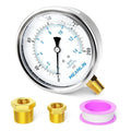 MEANLIN MEASURE 0~200Psi Stainless Steel 1/4" NPT 4" FACE DIAL Liquid Filled Pressure Gauge WOG Water Oil Air Lower Mount, with 1/4" x 1/2" NPT and 1/4" x 3/8" NPT Hex Bushing