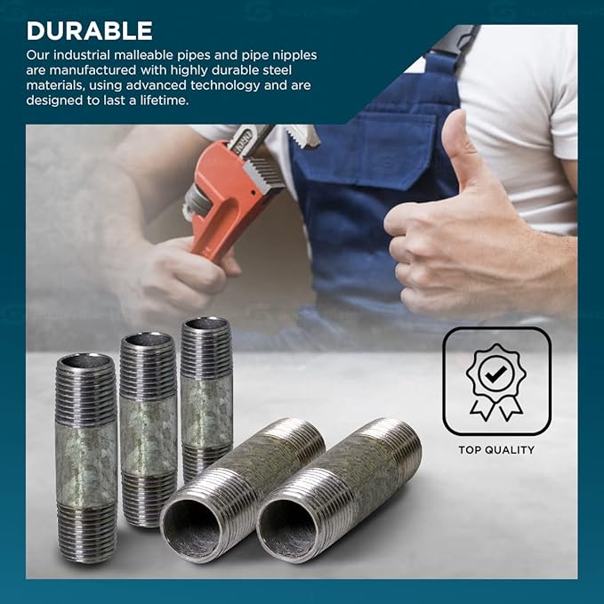 Supply Giant OQHM1455-10 Steel Nipple Pipe, 1/4'' x 5-1/2'', Galvanized