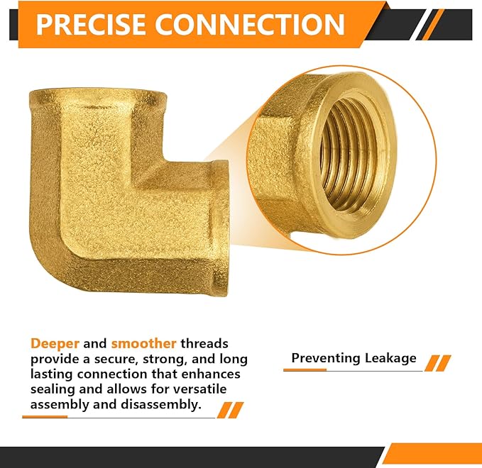 100-PCs HeSun Brass Pipe Fitting, 3/8" x 3/8" NPT Female 90-Degree Barstock Street Elbow