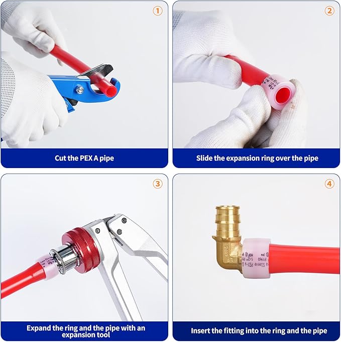 (Znkiok® 12Pack Set) Pex-A Combo Fittings Set, 4 Each 1/2"Elbow Tee Coupling Heavy Duty Brass Expansion PEX-A Fittings, NSF/ANSI 61, ASTM F1960 Certified,Long Service Life,Lead-Free Brass.