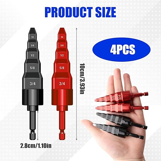 4 Sets HVAC Flaring Tools, Swaging Tube Repair 5 in 1 Air Conditioner Copper Pipe Expander Flaring Swaging Drill Set Copper Tubing Tool with 1/4", 3/8", 1/2", 5/8", 3/4" Bits, Black and Red