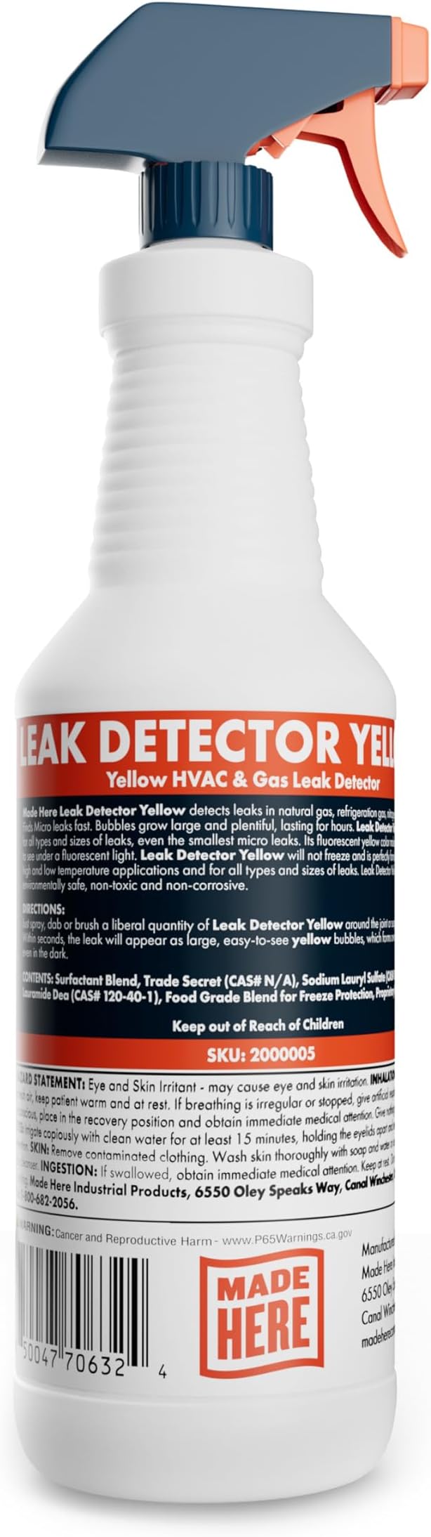 Leak Detector Yellow - Fast Acting, All-Purpose Leak Detection for High & Low Temperature Applications in Gas & C02 Systems (32 oz) (Packaging May Vary)