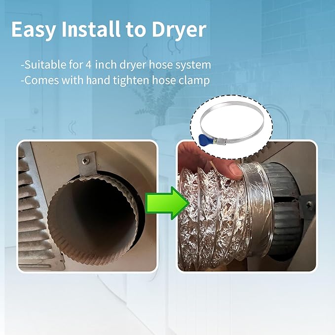 Magnetic Dryer Vent Coupler Self-connect Self-align Dry Vent Connector 4inch, Air Tight Seal with Hose Support, 0-12" Center to Center Offset, Easy Install