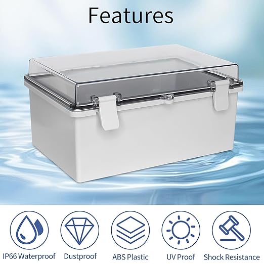 Waterproof Electrical Junction Box Waterproof Box ABS Plastic Enclosure Switch Router Project Box Electronics Enclosure with Mounting Plate Wall Bracket Clear (11.4"x7.4"x5.5")