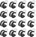 uxcell 5/8"(16mm) Cable Clamp, 304 Stainless Steel Rubber Cushioned Insulated R Shape Metal Clamp Tube Holder for Pipe Hose Wire Cord Installation 18Pcs