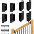 30° Stair Angle Stainless Steel Deck Railing Brackets Connectors for 2"x4" (Actual 1.5"x3.5") Railing Wood Post Stair Fence Railing Connectors with Coated Wood Screws,(4 Pair/Black)