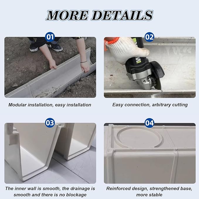 Under Deck Drainage System,Stainless Steel Trench Drain Kit,with Removable Grate Covers,for Yard Concrete Garden Driveway Garage