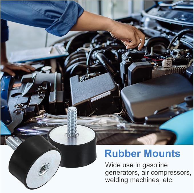 uxcell M8 Rubber Mounts, 1Pcs 39x20mm(DxH) Rubber Cylindrical Anti Vibration Isolator Shock Absorber with Lock Nut for Car Bobbin Generator Air Compressors