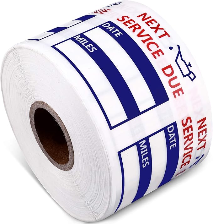 600 Pieces Oil Change Reminder Stickers Service Reminder Labels Low-Tack Windshield Stickers, 2 x 2 Inch, 1 Roll (Blue)