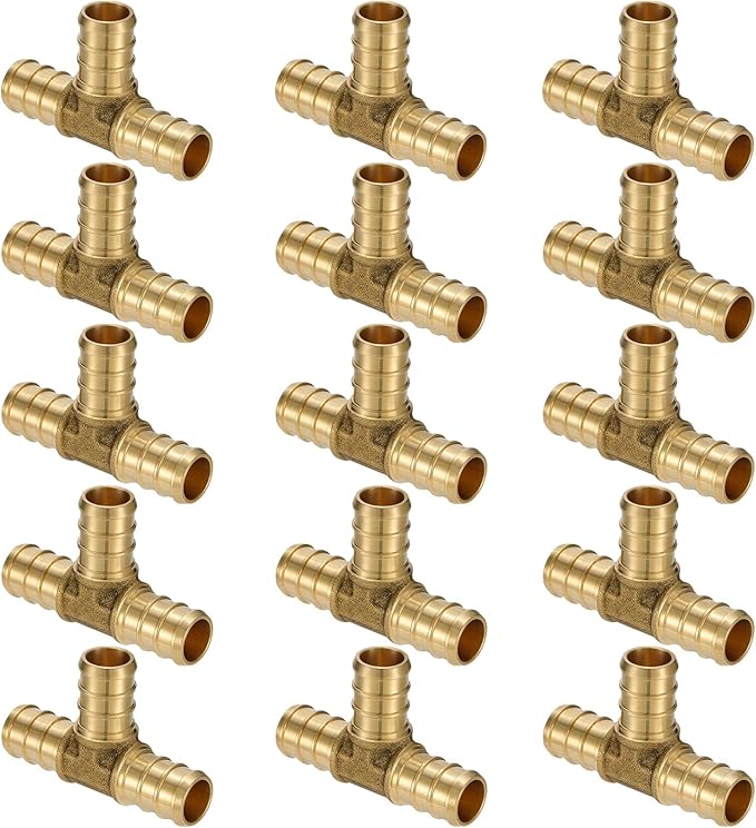 1/2" PEX Brass Tee Tubing & Adapters (Pack of 15, F1807 to F1807)