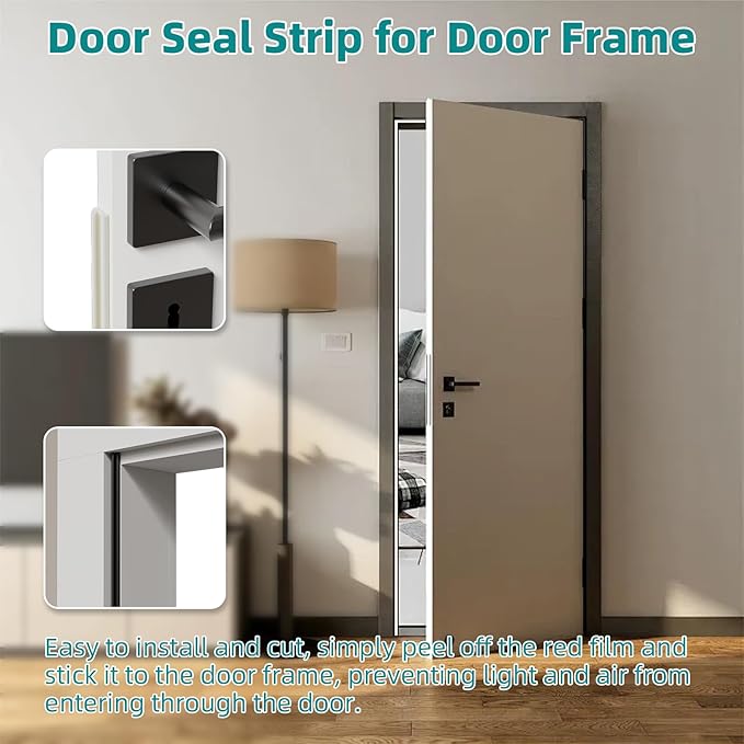19.7 Ft V-Shape Weather Stripping Door Seal Strip,Self Adhesive Foam Door Insulation Weatherstripping for Doors Frame,Window Insulation for Winter,Door Soundproof Gap Filler Sealing Strip,White