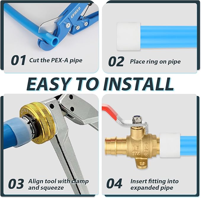 (Pack of 400) Seelink 1/2 Inch PEX A Expansion Rings, Expansion Rings and Sleeves for PEX A Pipe and Fitting Connection