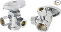 (Pack of 2) EFIELD Dual Compression Outlet Multi-Turn Angle Stop Valve,1/2" Fip Iron Pipe x (3/8 inch x 3/8 inch),Chrome Plated Brass (2),(VALVE189),(VALVE189)
