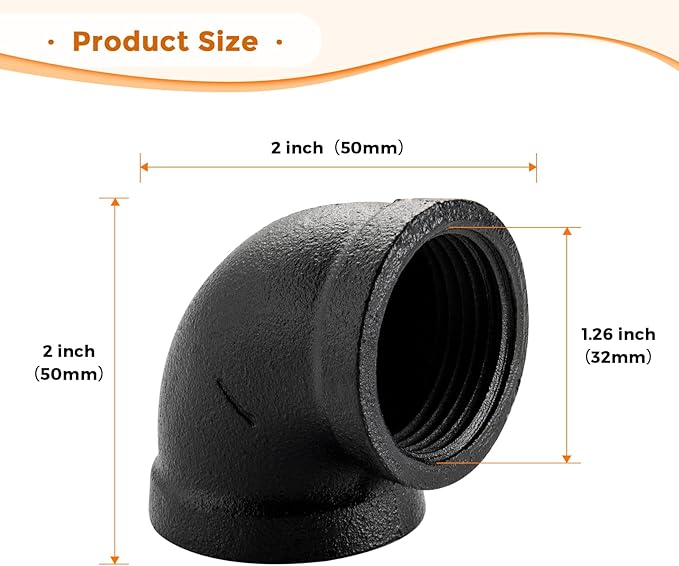 1" Black Pipe Fitting Elbow - Home Expert 10 Pack Industrial Pipe Fittings Iron Pipe Elbow for Steampunk Vintage Shelf Bracket DIY Plumbing