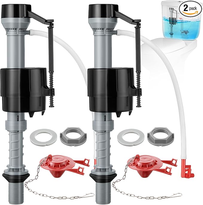 Saillong 2 Sets Toilet Float Replacement Kit, Universal Toilet Flusher Replacement Kit and 2 Inch Flapper Replacements, High-Performance Tank Water Control and Fill Valve