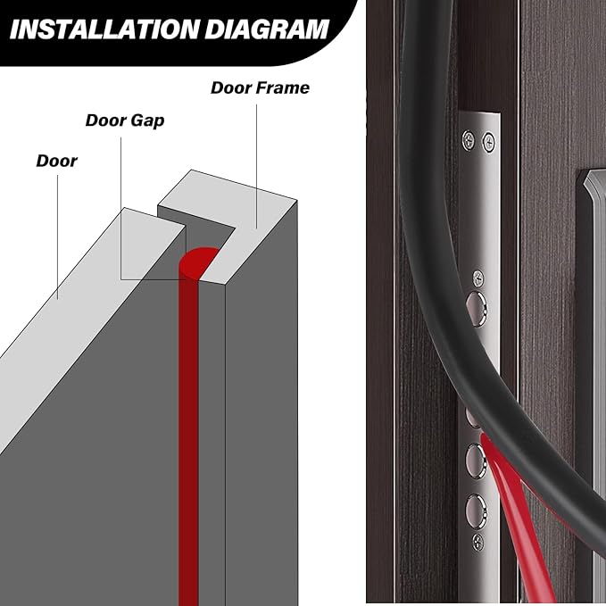 Silicone Weather Stripping Door Seal, 20FT Self Adhesive D-Shaped Door Weather Stripping for Door Frame＆Window Seal