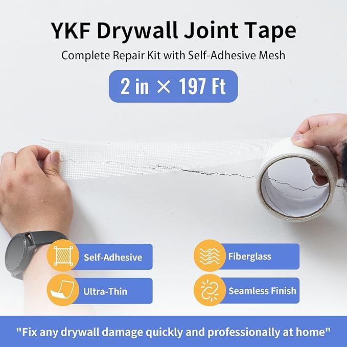 Drywall Repair Kit (18 oz) - Spackle Wall Repair Paste with Scraper & Self-Adhesive Mesh - Quick Dry, Waterproof Wall Mending Agent for Holes, Cracks, Nail Holes, Dents, Graffiti (White)