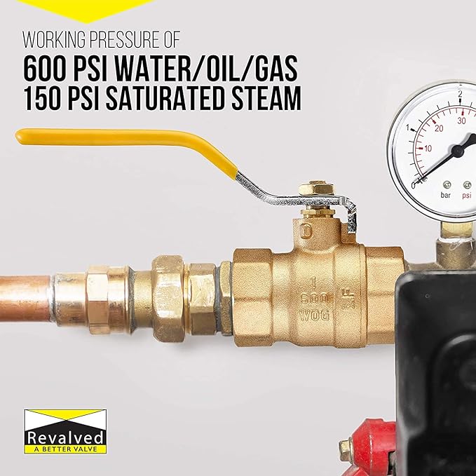 Full Port 3" Brass Ball Valve – Lead-Free Brass Valve, Female Threaded NPT Connector – Max Pressure, 150 PSI WSP / 600 PSI WOG - 3 in, 1 Pack
