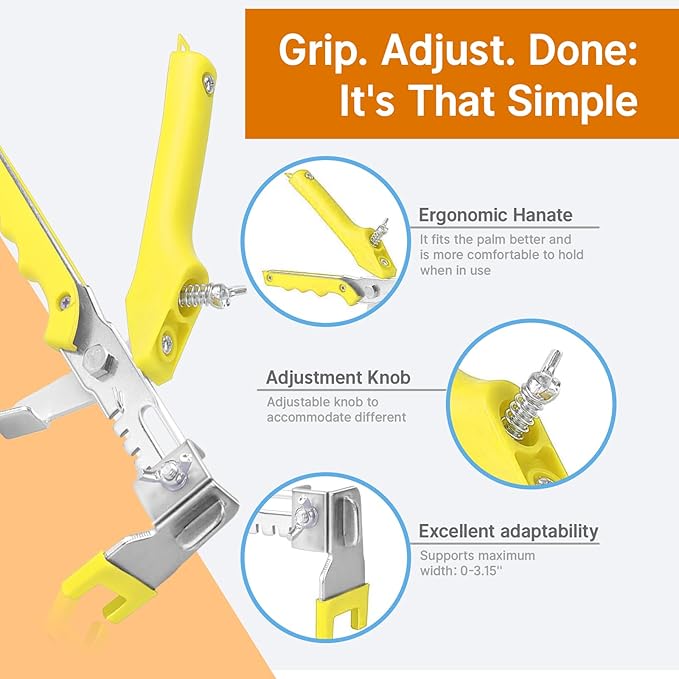 1/8”Tile Leveling System Kit, 600pcs Tile Leveler Spacers Clips+150pcs Reusable Wedges+1pc Tile Pliers for Wall/Floor Tile Adjustment, Leveling Tile System for Ceramic Tile