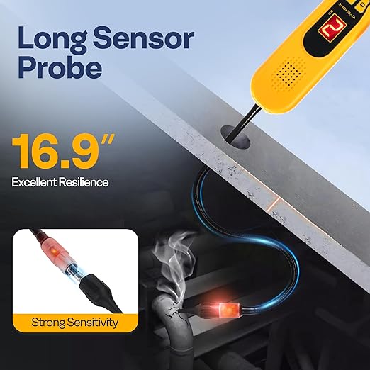 VIVOHOME HVAC Refrigerant Freon Leak Detector with LED Light, Battery Powered, AC Sniffer Leak Detector for R134a R410a R1234yf R454B R32 CFCs HCFCs HFCs HFOs HCs, Max Sensitivity up to 0.07oz./yr