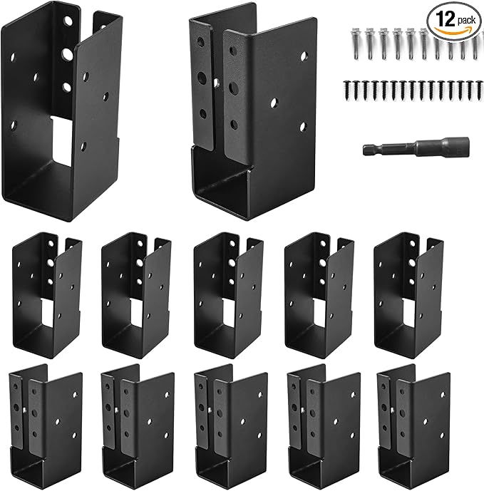 Concealed Joist Hangers, 12 Pcs of 2"x4" Outdoor Trim Concealed Flanges, Q235B Steel Powder Coated Concealed Mount Joist Hangers for 2"x4" Beam Swing…