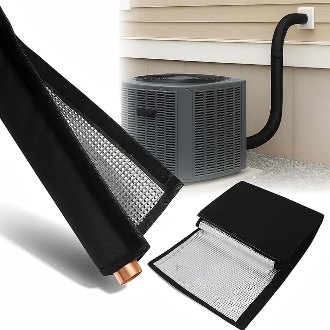 3 Layers HVAC Copper Pipe Insulation Cover, 72x10.2in Outdoor AC Insulation Tube Wrap Protector, Waterproof 600D Oxford Fabric Pipe Insulated Sleeve for Outside Central Air Conditioning Mini Splits